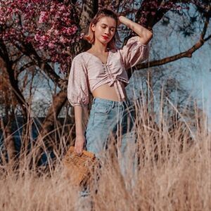 Chriselle X J.O.A. Gingham crop top NWT